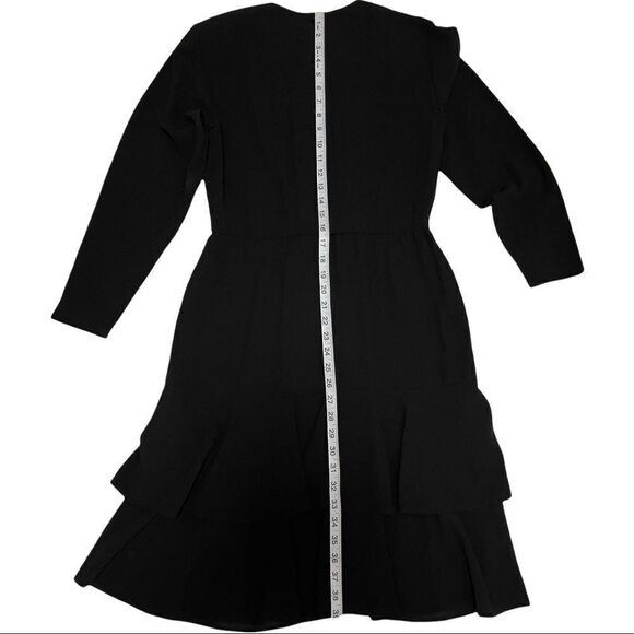 Liz Claiborne Vintage Black Long Sleeve Layered Ruffle Back Button Dress Sz 4 - Picture 16 of 16